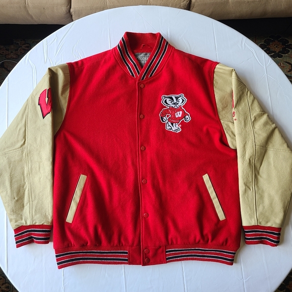 Vtg Wisconsin Badgers Leather Wool Letterman Varsity Bomber Jacket Bucky Coat XL - Picture 3 of 16